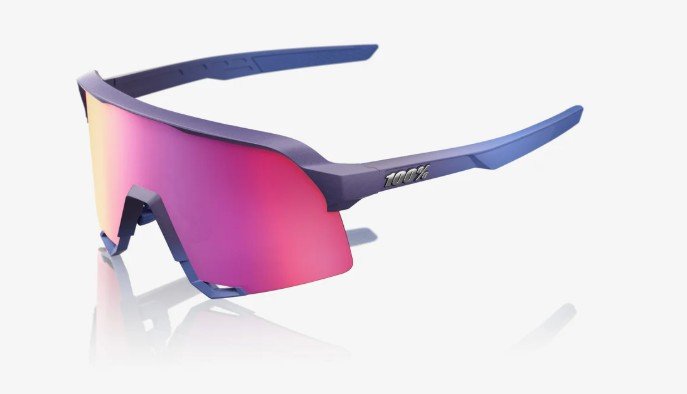 Lunettes de vélo 100% S3 - Satin Storm Metallic - Purple Mirror Lens chez ROVR Bikes Dendermonde