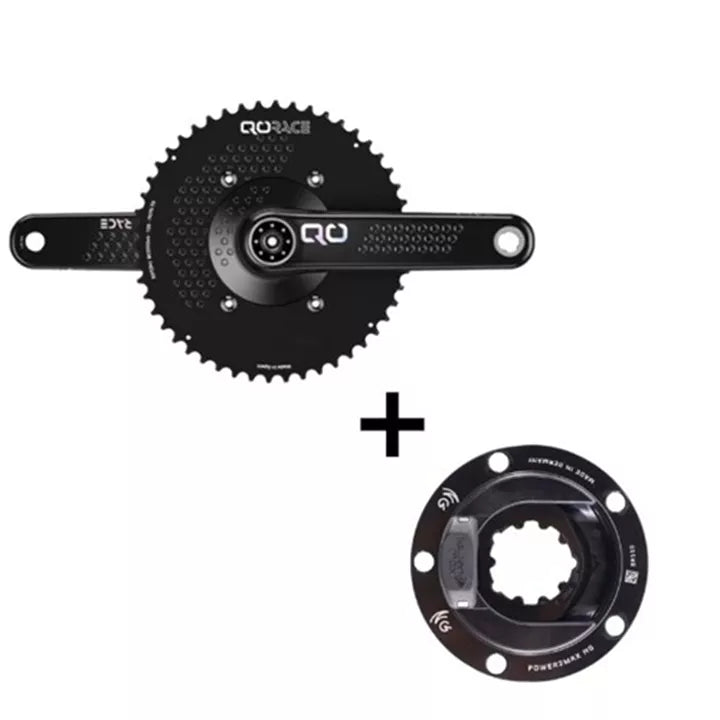 Pédalier Qo Race Aero Black + capteur de puissance Power2Max chez ROVR Bikes Dendermonde