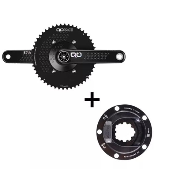 Qo Race Aero Crankstel Black + Power2Max Powermeter bij ROVR Bikes Dendermonde