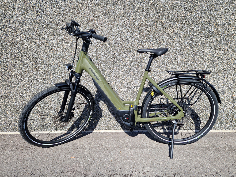 Stevens E-Triton 5.5.1 Forma Khaki 2 chez ROVR Bikes Dendermonde