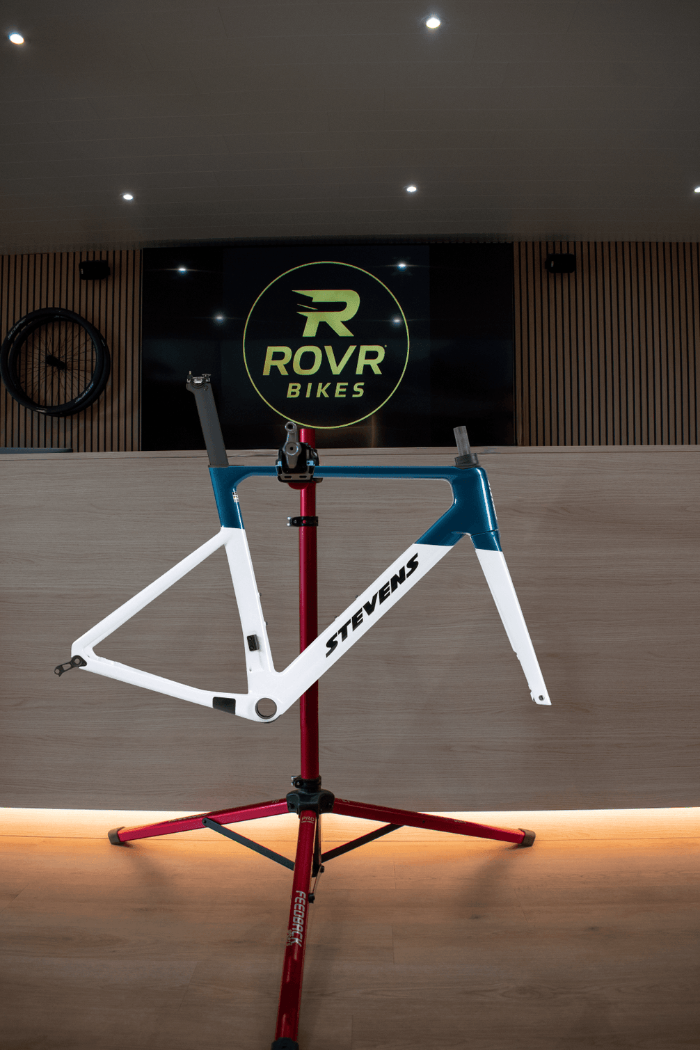 Stevens Arcalis white petrol chez ROVR Bikes Dendermonde